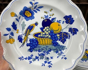 Spode Blue Bird China Plate: English Bone China, Farmhouse Decor