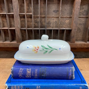 Ceramic Covered  Butter Dish Vintage Country Kitchen Farmhouse Table Decor
