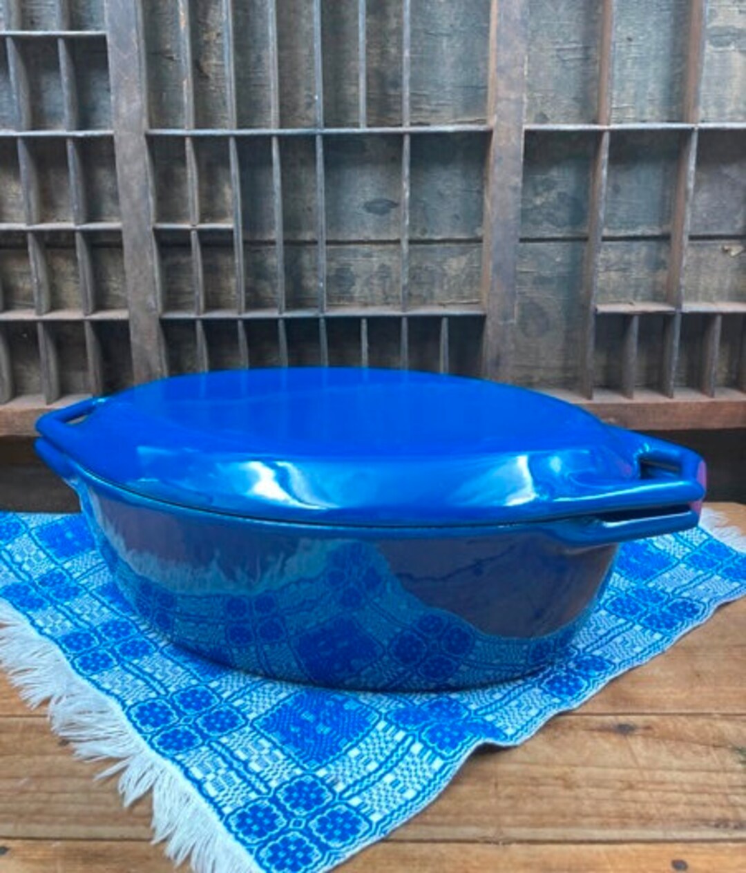 Copco Oval Dutch Oven Vintage Dark Blue Cast Iron Enamel Dutch Etsy