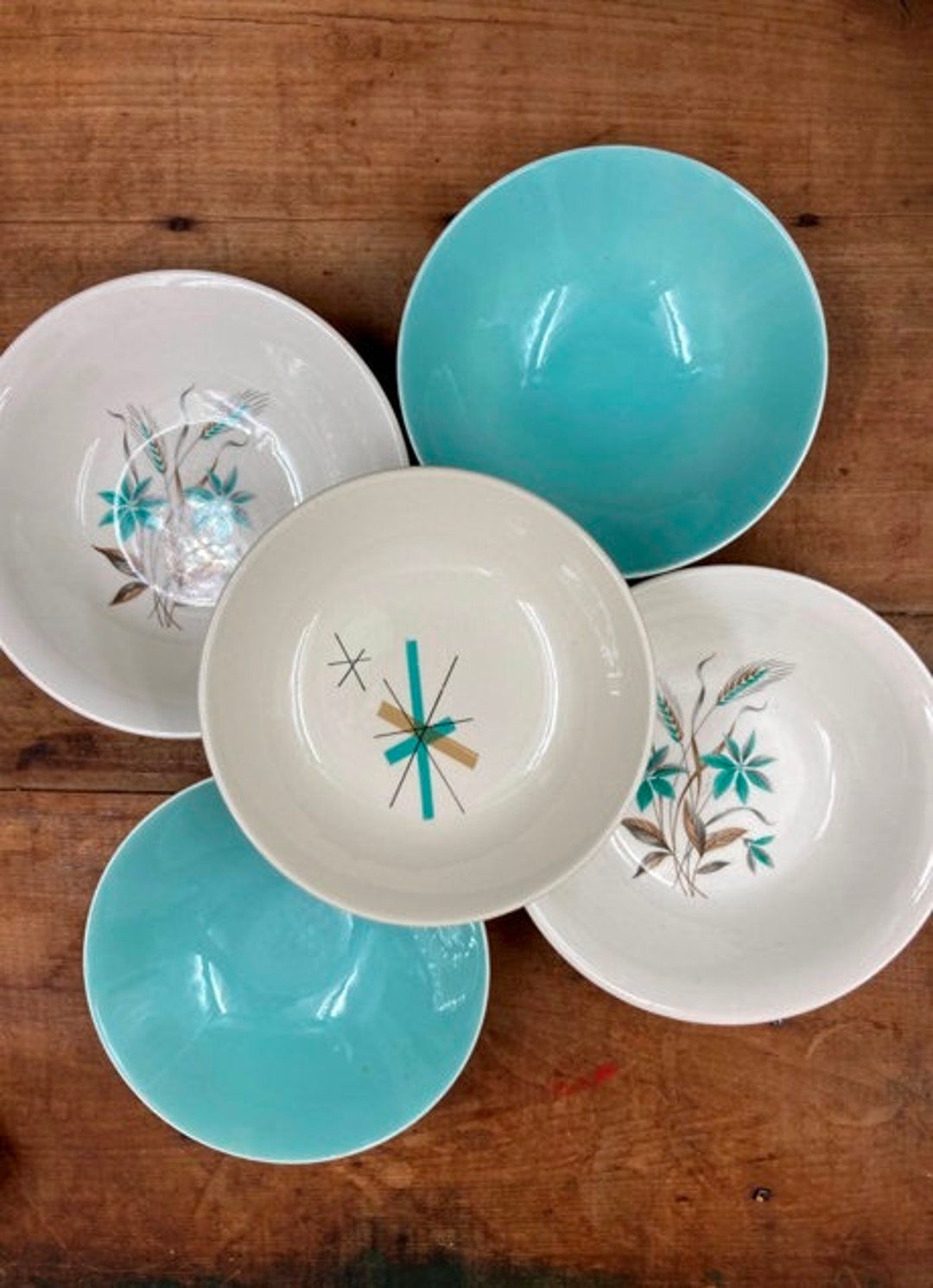 Mismatched MCM Berry Bowls Collection Atomic Age Aqua North Etsy