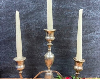 Vintage Silver Candelabra Silver Plate Candle Holder Kitchen or Dining Room Holiday Table Decor