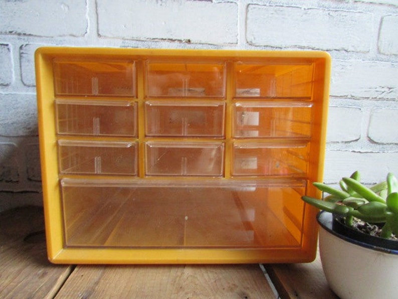 Storage Drawers Hardware Vintage Drawer Organizer Yellow Etsy
