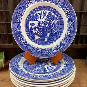 vintage Japanese Blue Willow dishes 4 pc