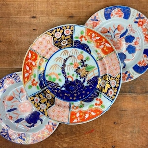 Antique Coalport Style Imari Porcelain Plates: Rock & Tree Pattern (Display Only)
