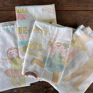 Vintage Ballerina Single Flat Sheet with Pillowcase Vintage Springmaid "Ballet Class" Pastel Tones
