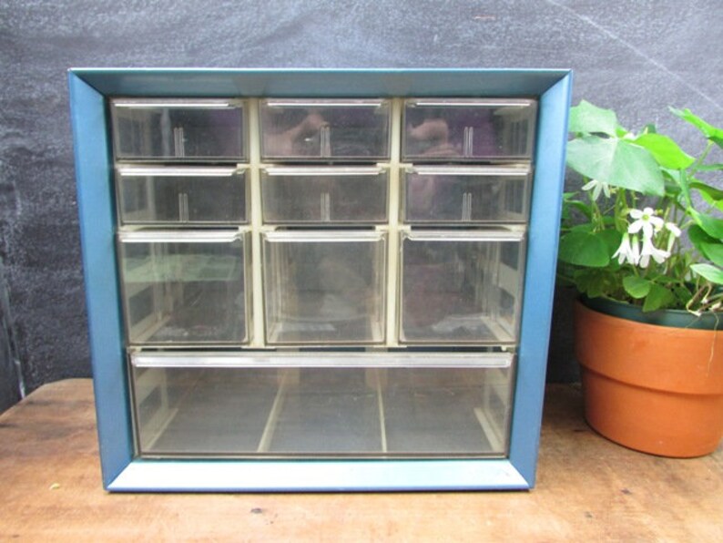 Metal Organizer Drawers Shop Storage Vintage Cabinet 10 Drawers Plastic Drawers