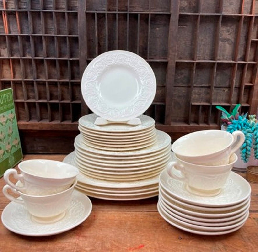 Vintage Wedgwood Patrician Creamware Plates, Tea Cups