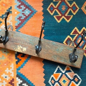 Rustic Primitive Coat Rack 3 Hook Wooden Wall Mounted Farmhouse or ...