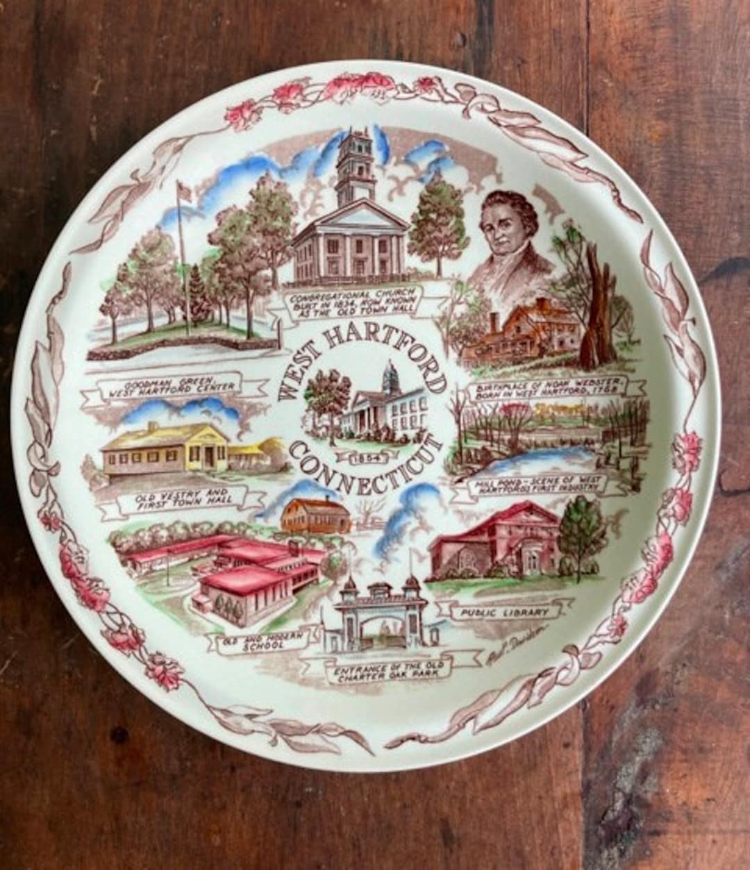 Vintage West Hartford Connecticut Souvenir Display Plate Etsy