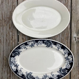 Mismatched Platters Set of Two Ironstone & Diner Ware Platter Black and White Bailey Walker and Homer Laughlin