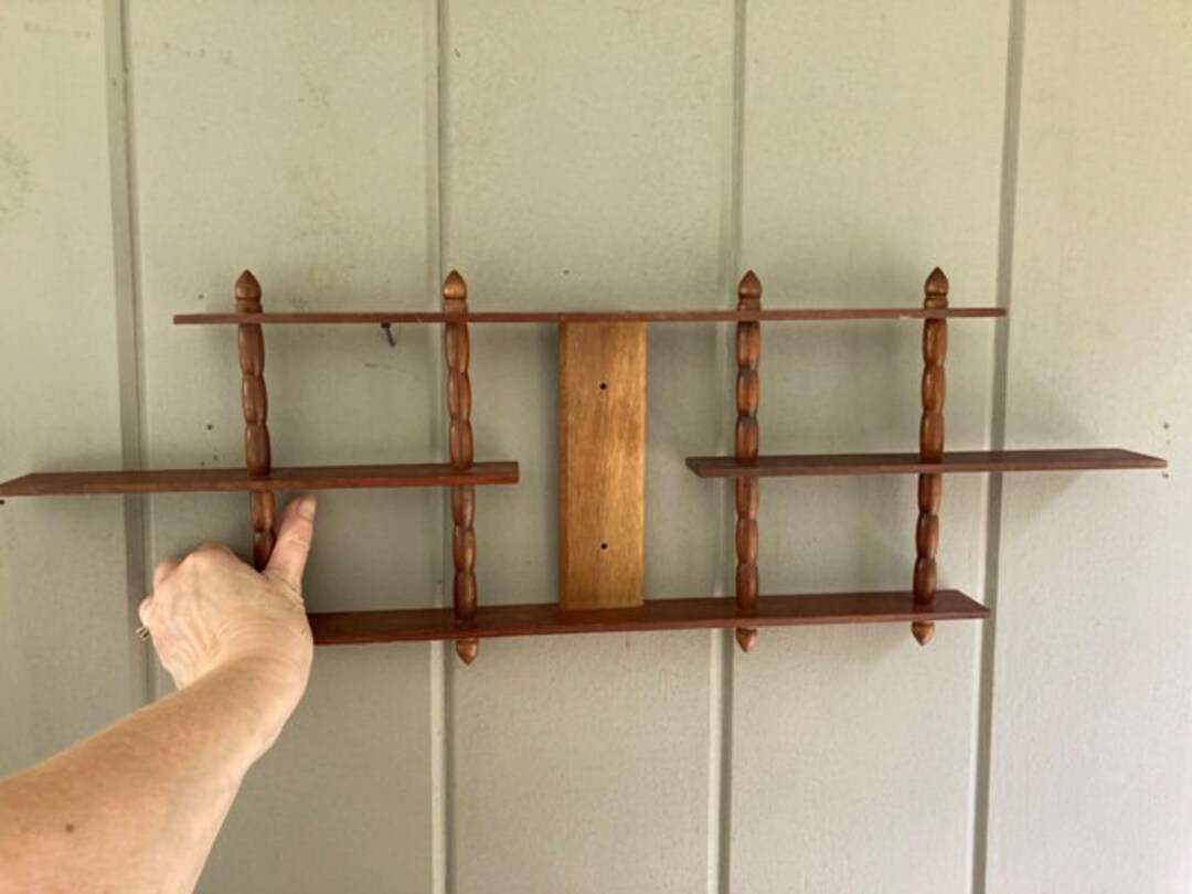 Vintage MCM Wooden Shelves Curio Knick Knack Bric_abrac Display