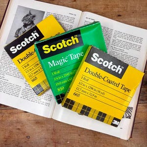 Vintage Scotch Magic Tape 3/4" & Scotch Double-Coated Tape 1/2" Vintage Office Supplies NOS