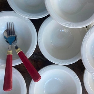 Vintage Ironstone Rimmed Soup Bowl: White Diner Ware Heavy Duty Every Day China