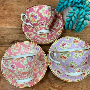 Vintage Royal Albert Bone China Tea Cup and Saucer Sets: Floral Trio