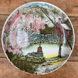 Vintage Friendly Village Plate: The Well, Johnson Brothers England (4 1/8&quot;)