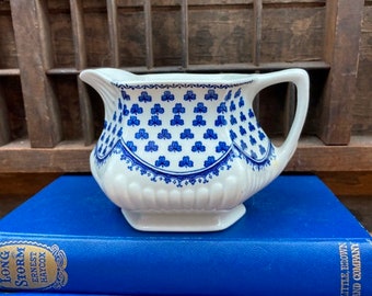 Vintage Creamer Adams China Empress Brentwood Pattern Blue Clover English Ironstone Transferware Made In England