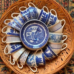 Mismatched Tea Cups Blue White Transferware Churchill Johnson Brothers Willow Ware Blue Danube Mason Louise Pattern Collection YOUR CHOICE!