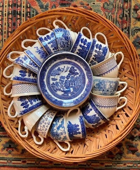 Mismatched Tea Cups Blue White Transferware Churchill Johnson Brothers Willow Ware Blue Danube Mason Louise Pattern Collection YOUR CHOICE!