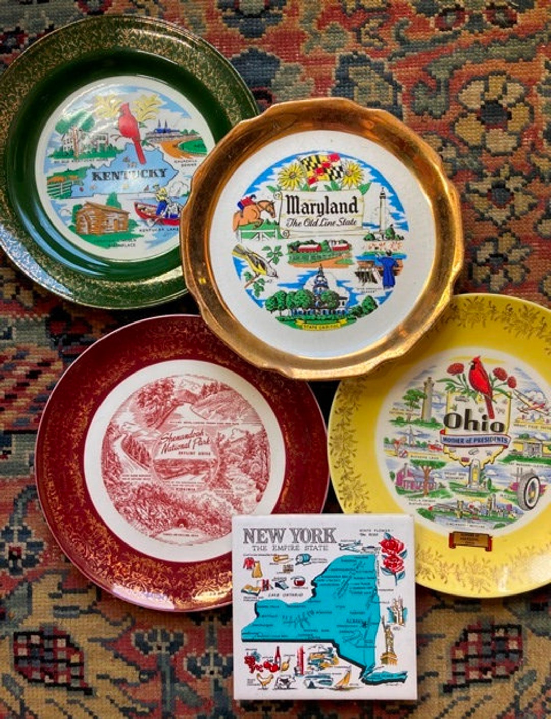 Mismatched Souvenir State Plates & Tile Collection Boho Retro Etsy