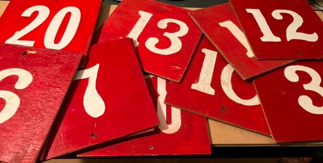 Rustic Red Painted Number Sign: Vintage Farmhouse Decor - Etsy