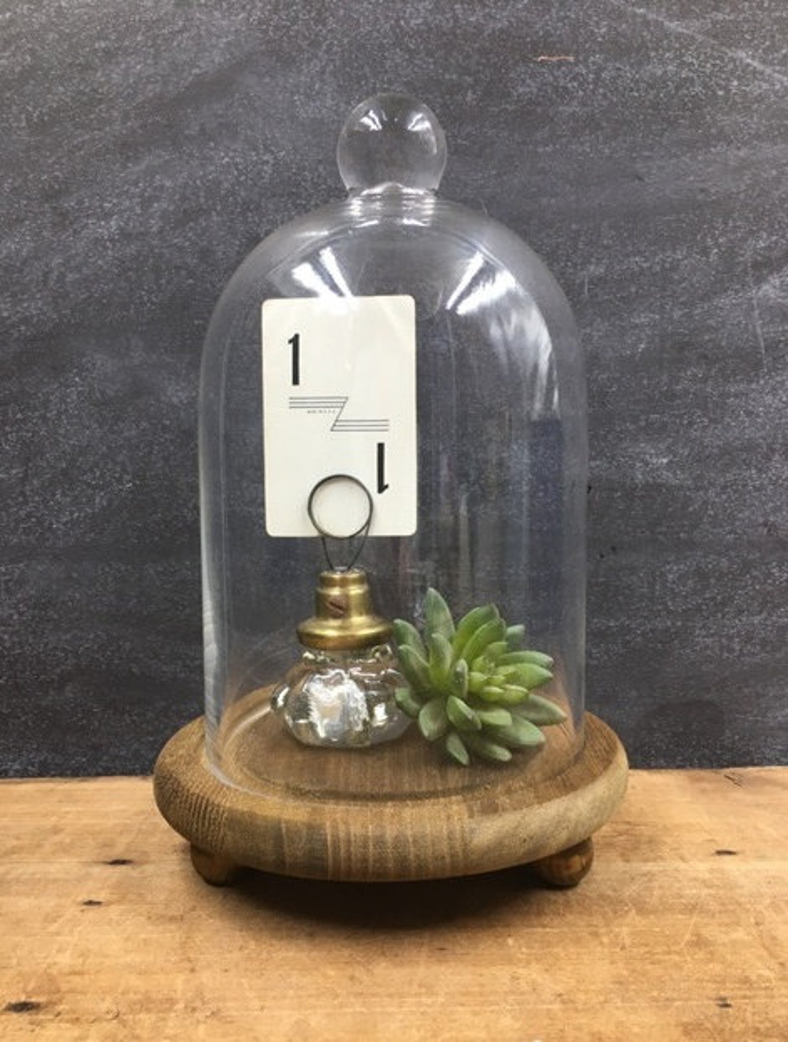 Glass Cloche With Wood Base With Knob 9 Vintage Display Etsy