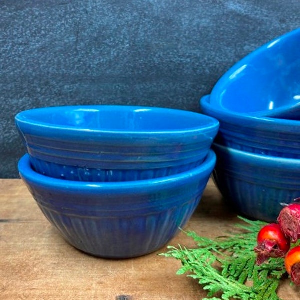 Vintage Blue Stoneware Bowl ONE Bowl Rustic Farmhouse Country Kitchen Possible Red Wing Pottery?