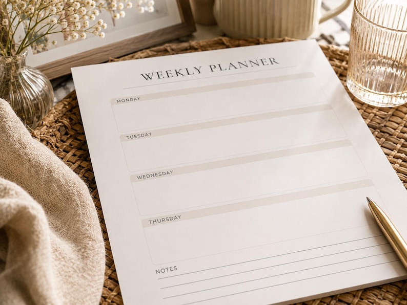 Printable Weekly Planner A4 Minimal Schedule and to Do List Soft Linen ...