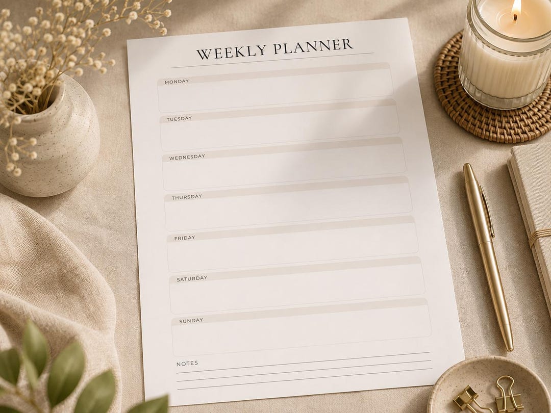 Printable Weekly Planner A4 Minimal Schedule and to Do List Soft Linen ...