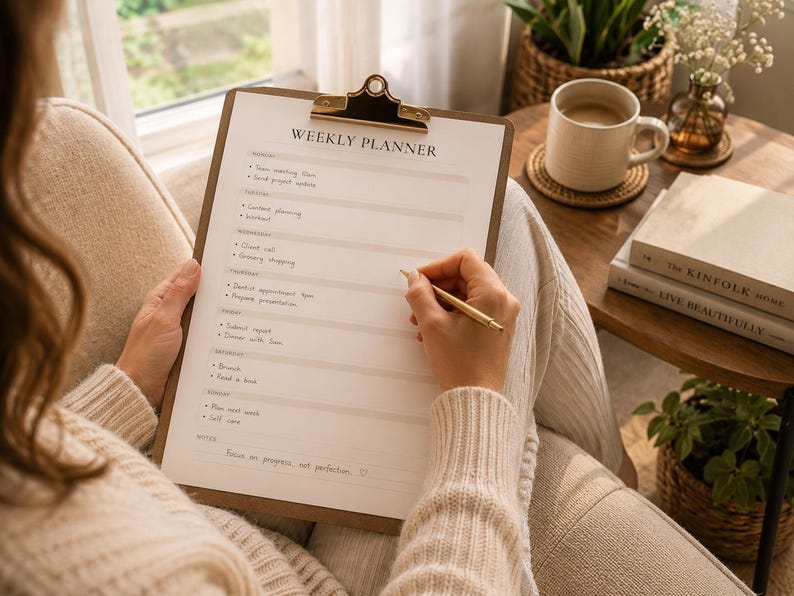Printable Weekly Planner A4 Minimal Schedule and to Do List Soft Linen ...
