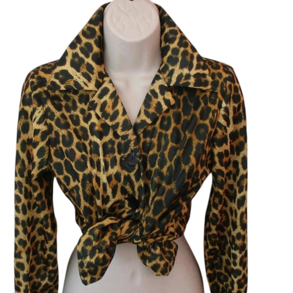 1950s 1960s Jungle Queen Shirt / Vintage 50s 60s Leopard Animal Blouse