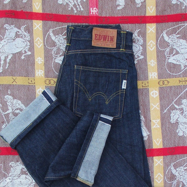 Killer Deadstock 1950s 50s Style Dark Indigo Denim Redline Selvedge Edwin Waynesville Jeans / JD / Rockabilly / Hot Rod / VLV