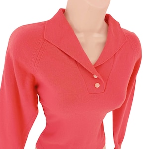 1950-tals Bubblegum Rosa Bombshell-tröja / Vintage 50-tals jordgubbsullstickad Bad Girl-tröja