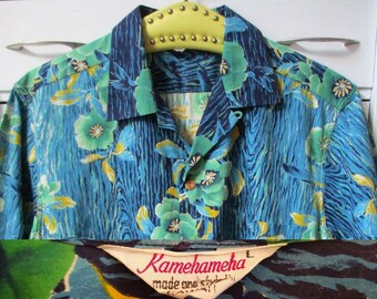 【美品】50s KAMEHAMEHA S/S Shirts コットン M Vintage 1950's Size XL “kamehameha” Label Atomic Cotton Loop