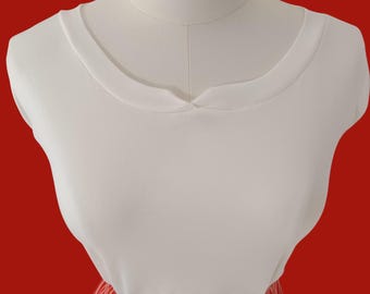 1950s Stupid Cupid Top / Deadstock Vintage 50s White Banlon Jumper