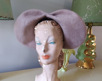 1940s Gilda Glamorous Glazed Hat / Vintage 40s Chestnut Peanut Mohair  Movie Modes Hat / Old Hollywood / Film Noir / Bombshell