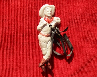 1940s Carl Casual Cowboy Celluloid Pin / Vintage 40s Rodeo Ranch Western Brooch