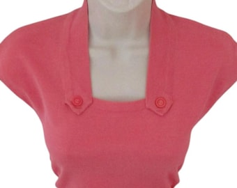 1950er 50er Jahre Beste Bubble Gum Pullover / Deadstock Vintage 50s Italienische Rosa Baumwolle Pullover