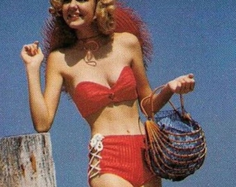 Bolso plegable Cracking Crab Catcher de los años 40 / Bolso vintage Deadstock de bambú y red plegable de los años 40