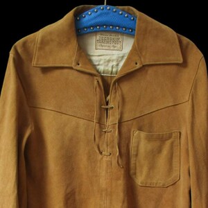 1950s Walt Wild West Suede Shirt / Vintage 50s Brown Lace up