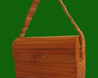 Bolso de mano estilo años 40 con destino a Hawái / Bolso vintage de caja de listones de bambú de los años 40