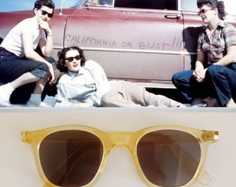 Gafas de sol originales vintage de los años 40, de celuloide transparente color vainilla.
