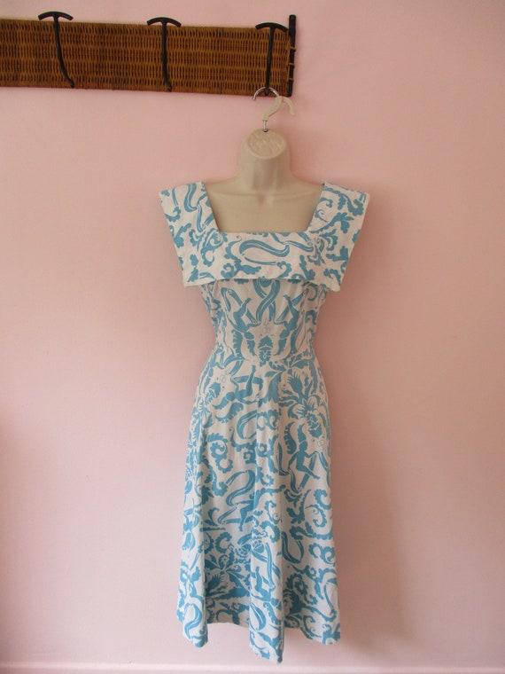 1940s Cheerful Cherub Dress / Vintage 40s White +… - image 6