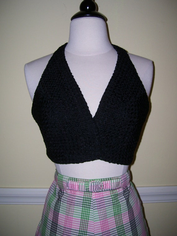 Gorgeous Vintage 1950s 50s Black Ribbon Woven Knit
