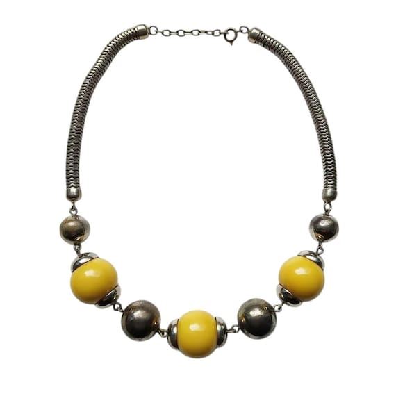 Collier Ancien En Perles De Bakélite Art Déco - Longueur 61-65 Cm, Occasion