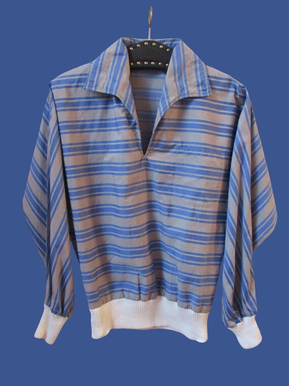 1950s Gene Glorious Gaucho Shirt / Deadstock Vintage 50s Grey + 