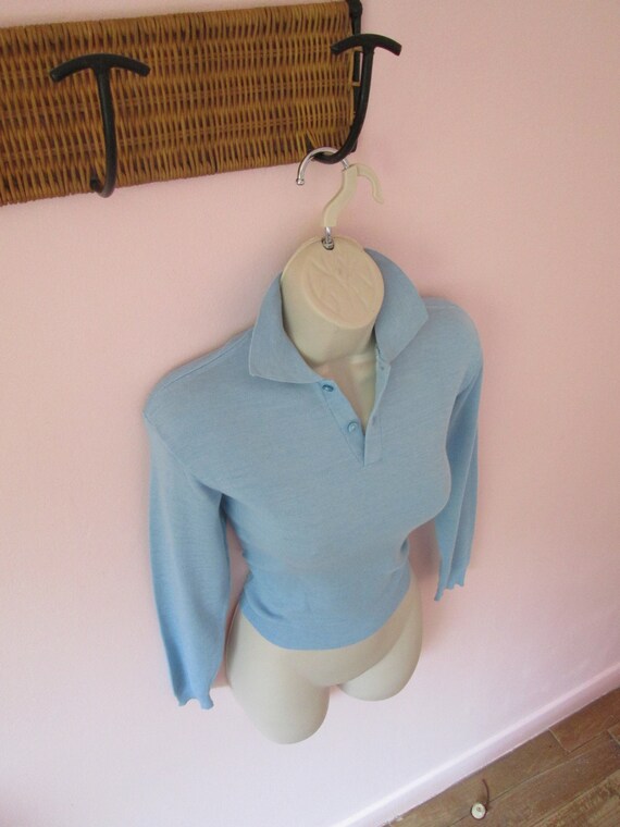 Hot Rod Girl Vintage 1950s 50s Light Blue Knit Jum