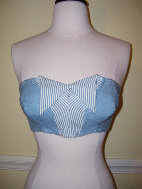 Incredible Vintage 1950s 50s Striped Bustier Bulle