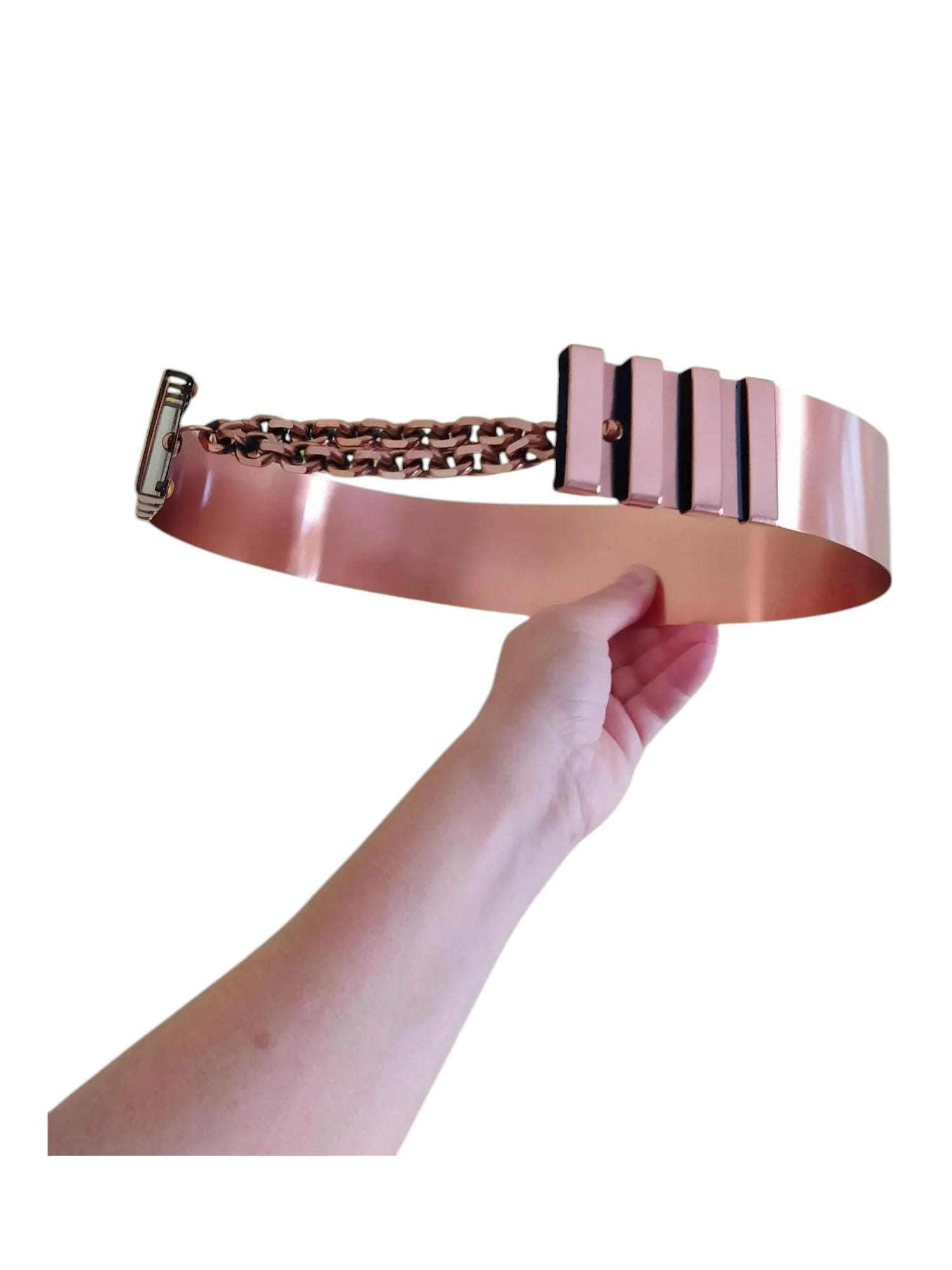 Vintage brass and copper wasp waist belt VASTLUCKY Womens Elastic Waist Belts Lace-up Cincher Waspie  main image 2