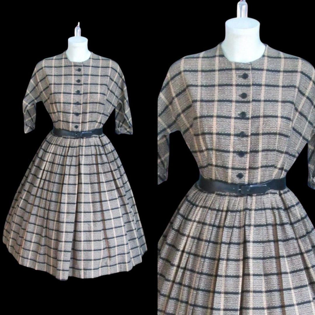 Vestido a cuadros Pat Perfectly de los años 50 Falda circular de