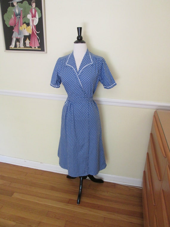 1940s Dina Dynamic Dot Day Dress / Deadstock Frenc